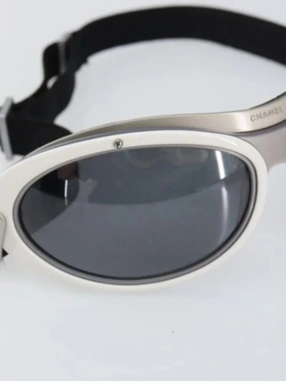 CHANEL Goggles Sunglasses plastic Black CC Auth SW1992